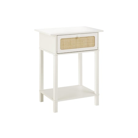 Monarch Specialties Accent Table, 2 Tier, Nightstand, Side Table, Storage Drawer, White, Transitional I 3843