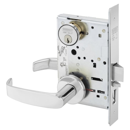 Sargent Grade 1 Office or Entry Mortise Lock, L - Lever, LN - Rose, Bright Chrome 8255 LNL 26
