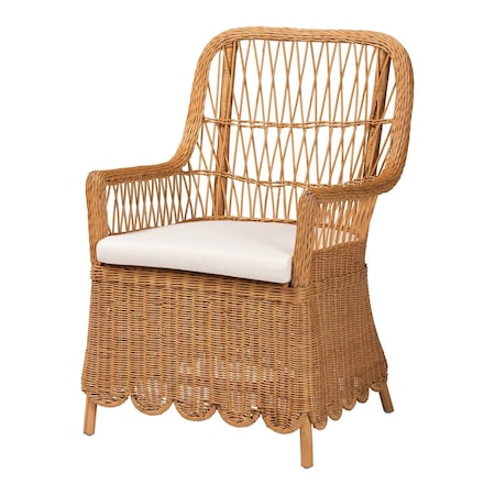 Bali & Pari Teresa Bohemian Light Honey Scalloped Rattan Arm Chair 250-13953-ZORO