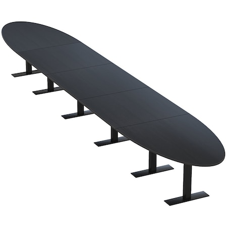 Skutchi Designs 22ft Conference Table With Power Unit | 20 Person Modular Oval Meeting Table | Harmony Series HAR-OVL-48X264-T.BK-U999ST19-NA