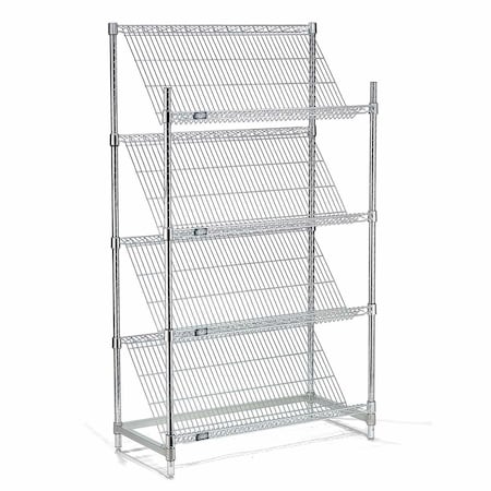 Global Industrial Nexel 4 Shelf, Chrome Slant Wire Shelving Unit, Starter, 36"W x 24"D x 63"H 504102