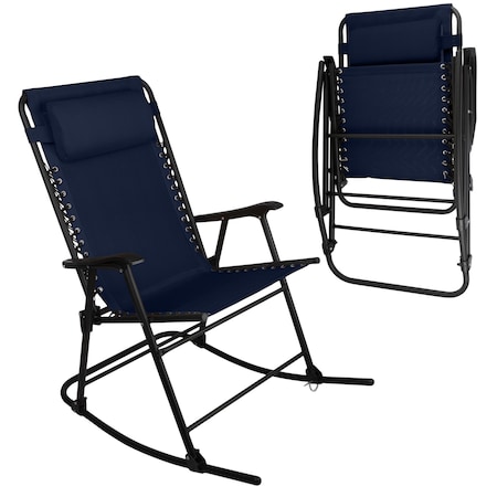 Lavish Home Folding Outdoor Rocking Chair Zero Gravity Chair Adjustable Pillow Ergonomic Foldable Lounger 80-OUTD-RC-1