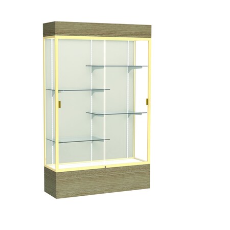 Ghent Reliant Lighted Floor Case, Plaque, Champagne, 48"Wx80"Hx16"D 2174PB-GD-DK