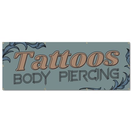 Signmission Tattoos Piercing, 36 Inch, Banner B-96-30427