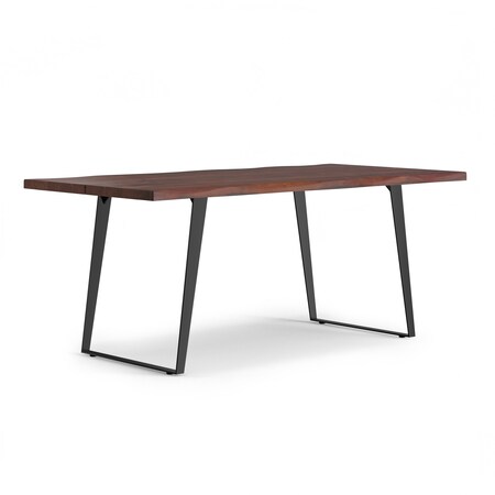 Homeroots 72" Walnut and Black Wood and Iron Frame Base Dining Table 640699