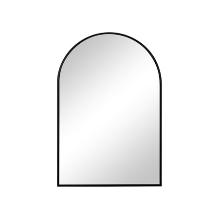 Homeroots 38" Black Metal Arch Framed Accent Mirror 719127