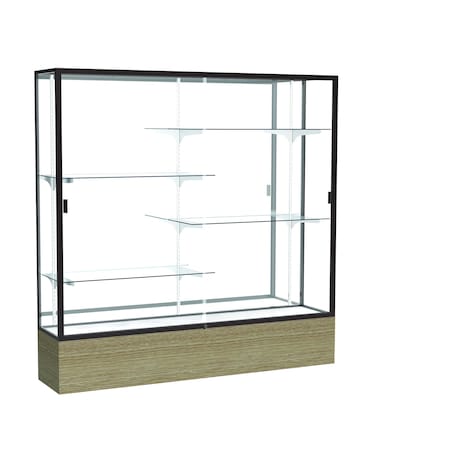 Ghent 72''H x 72''W x 16''D Reliant Driftwood Oak Display Case w/ Mirror Back & Dark Bronze Frame 2076MB-BZ-DK