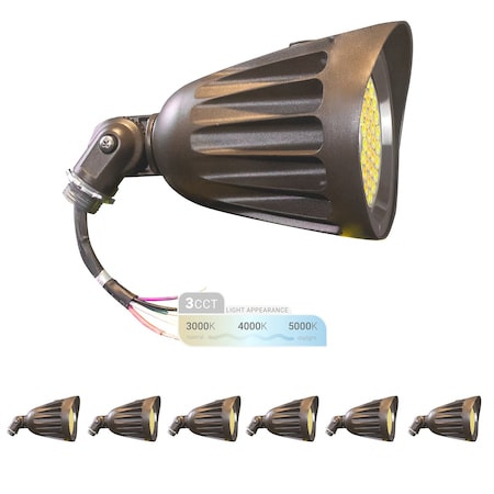 Nuwatt 25W Bronze LED Bullet Light 3000K/4000K/5000K 3CCT IP65 Outdoor Waterproof Lighting, 6PK NW-BLT-25W-3CT-KN-BZ-6P