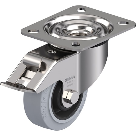 Zoro Select Swivel Plate Caster, Rubber, 3-1/8 in, 308 lb LEX-POEV 80XR-FI-SG