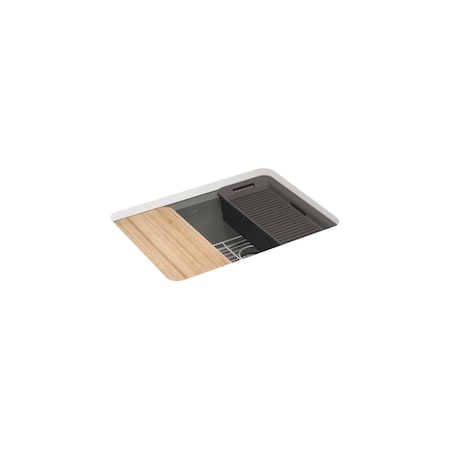 Kohler Riverby 27 undermount single-bowl workstation kitchen sink Thunder Grey 8668-5UPC-58