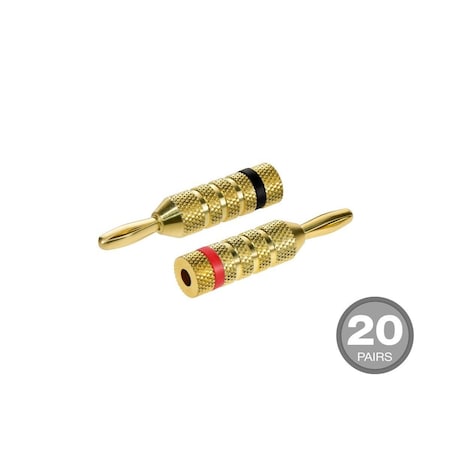Monoprice 20 PAIRS Of High-Quality Gold Plated Speaker Banana Plugs_ Closed Scre 21822