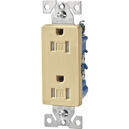 Eaton Wiring Devices Straight Blade Receptacle, 5-15R, 15 A, 125V AC, 2 Pole, 3 Wire, Flush Mount, Grounded TR1107V-BOX