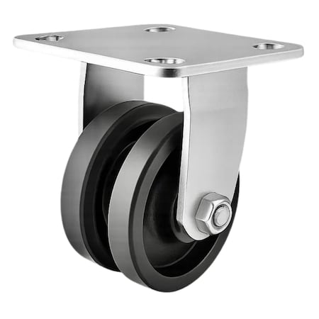 Hyw Products Heavy Duty Caster 4in V-Groove Wheel, Rigid 40-40R-A1-VG