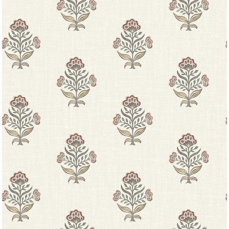 Chesapeake Hollyhock Rust Floral Crest Wallpaper 4148-27420