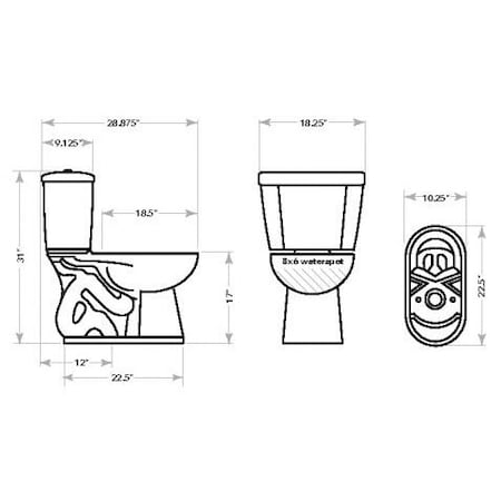 Niagara Toilet Tank, 0.8 gpf, Stealth, Floor Mount, Elongated N7714