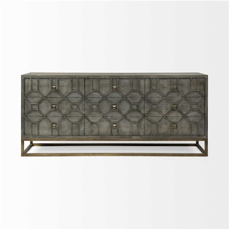 Homeroots 16in Brown And Antiqued Gold Solid Wood Nine Drawer Sideboard 380209