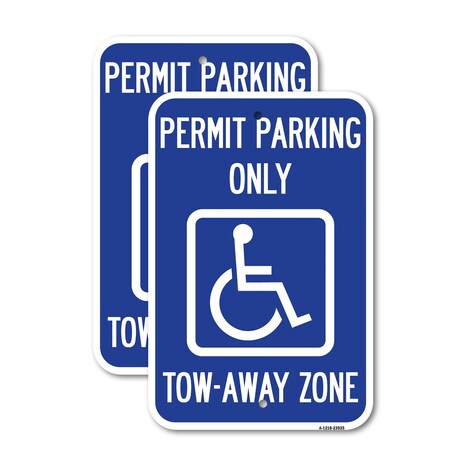 Signmission Georgia ADA Handicapped Parking Sign Accessible Permit , 12'' X 18'', Heavy Gauge Aluminum, 2PK A-1218-2PACK-23935
