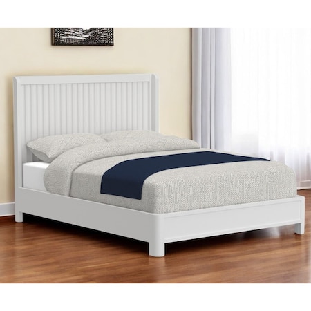 Homeroots White Ribbed Texture Solid Wood King Bed Frame 524850