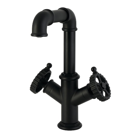 Kingston Brass Two-Handle Single-Hole Bathroom Faucet with Push Pop-Up Drain, Matte Black LS6300CG