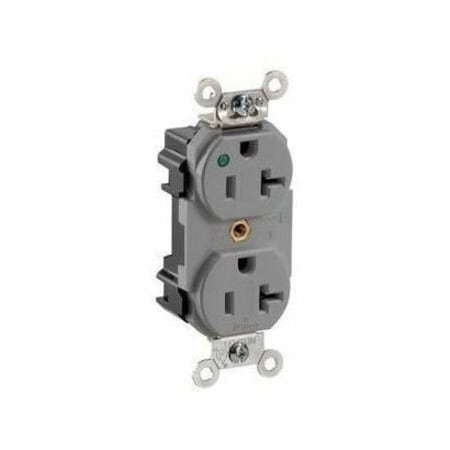 Leviton Lev-Lok Extra Heavy Duty Hospital Grade Duplex Receptacle, 20 Amp, 125 Volt M8300-PLG