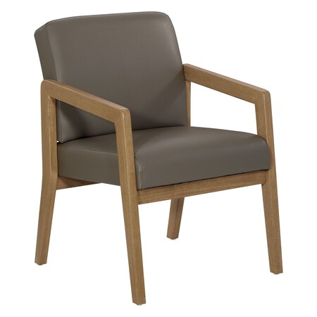 Office Star Products Medium Oak Finish Visitor's Chair with Castillo Metal Memory Foam Seat WD580-K006
