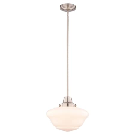Vaxcel Eastgate 1-Light Satin Nickel Schoolhouse Globe Pendant Light with Opal Glass Shade P0459