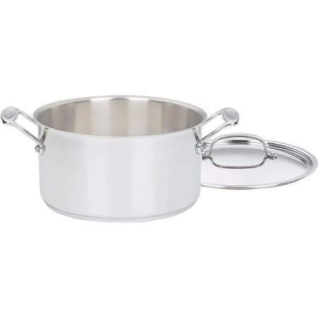 Cuisinart Stock Pot with Lid, 6 qt Capacity, Aluminum/Stainless Steel, Polished Mirror 744-24