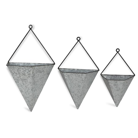 Homeroots Set of Three Gray Metal Wall Hanger, 3PK 487931