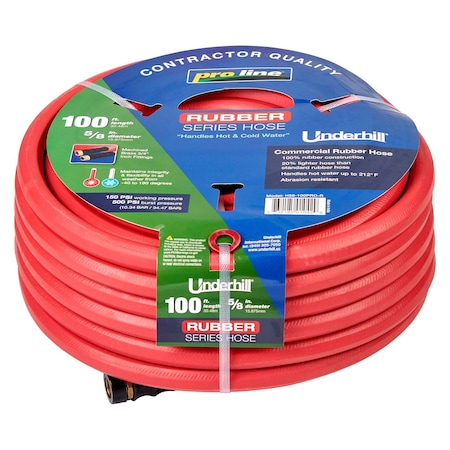 Underhill 5/8 in ID x 100 ft L ProLine Water Hose, Rubber Tube H58-100PRO-R