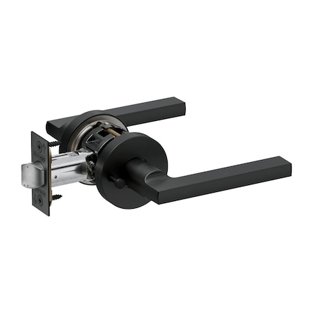 Schlage Grade 2 Bath/Bedroom Privacy Tubular Lock, Non-Keyed, Latitude Lever, A Rose, Matte Black Finish PT40 LATA 622