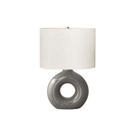 Monarch Specialties Lighting, 24"h, Table Lamp, Dark Grey Ceramic, Ivory / Cream Shade, Contemporary I 9667