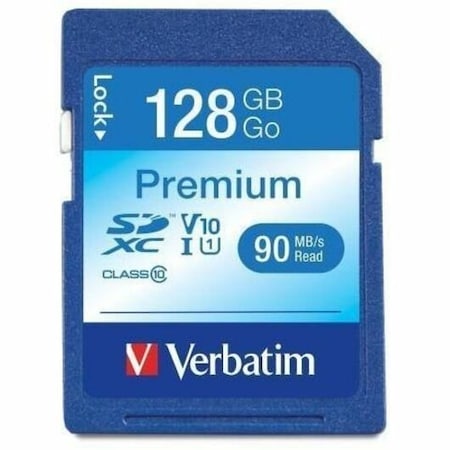 Verbatim 128GB Premium SDXC Memory Card, UHSI V10 U1 Class 10, Blue VER44025