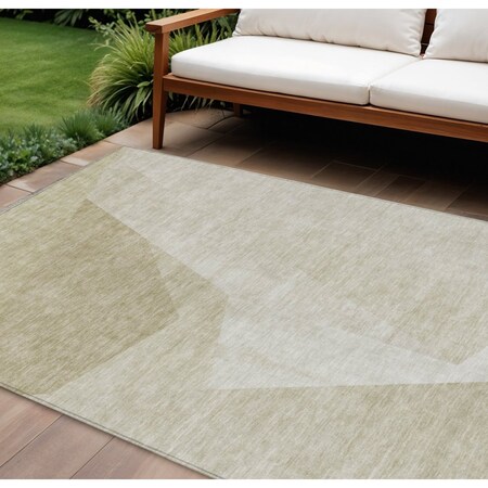Homeroots 8' X 10' Beige Khaki And Taupe Abstract Washable Indoor Outdoor Area Rug 582881