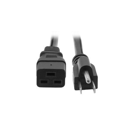 Cable Wholesale C19 to NEMA 5-15P Power Cord, Black, SJT, 14 AWG - 15 AMP, 3 Conductor, 3 foot 10W2-42203