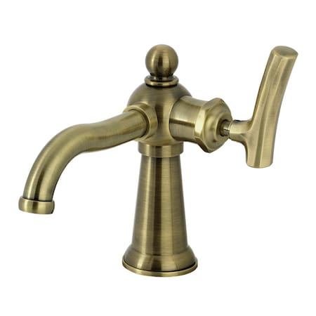 Kingston Brass One-Handle Single-Hole Bathroom Faucet with Push Pop-Up Drain, Antique Brass KS3543TKL
