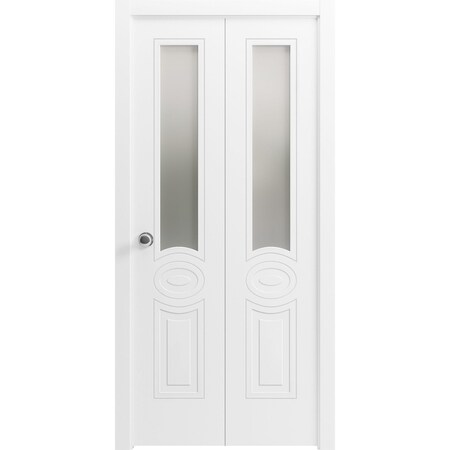 Vdomdoors Sliding Closet Bi-fold Doors, Mela 7012 White Silk, Sturdy Tracks Moldings Trims Hardware Set, Wood MELA7012BF-WS-48 x 80 (2* 24x80)