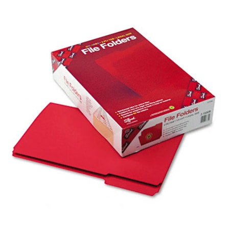 Made-To-Stick File Folders 1/3 Cut Reinforced Top tab 11 Point Legal Red 100/Box MA3344623