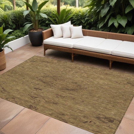 Homeroots 9' X 12' Brown And Tan Floral Washable Indoor Outdoor Area Rug 604208