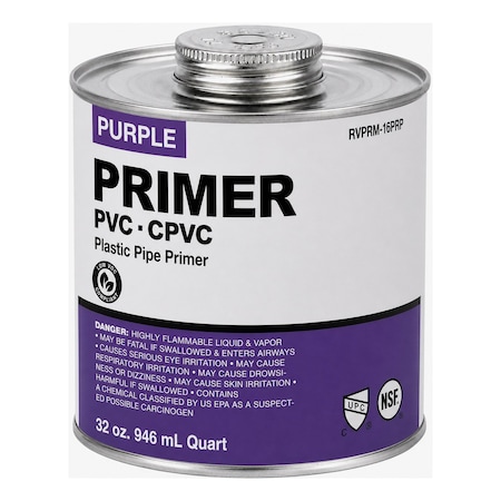 Supplygiant 32 oz Purple PVC/CPVC Primer Cement Ind. Grade Low-VOC Fast Acting Primer Glue for Pipe & Fittings SWQSN-54QSQ
