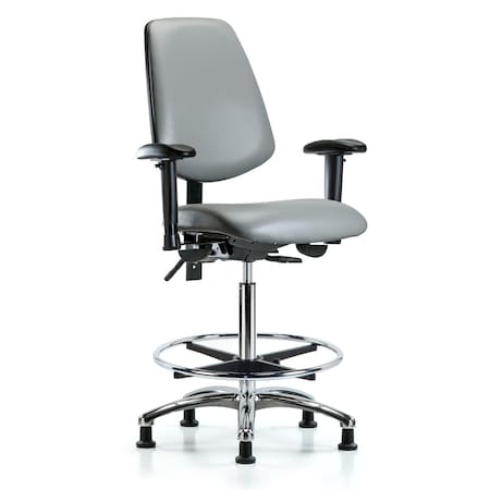Blue Ridge Ergonomics Vinyl Chair, Vinyl, Adjustable Arms BR-VHBCH-MB-CR-T1-A1-CF-RG-8840