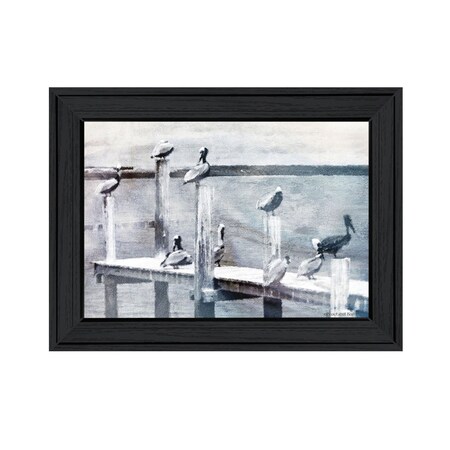 Homeroots Birds on a Pier Black Framed Print Wall Art 529615