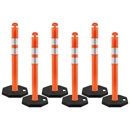 Xpose Safety 42in  T-Top Orange Traffic Delineator Post with 13 LB PVC Base, 6PK DLTB-ORG-42-6-X