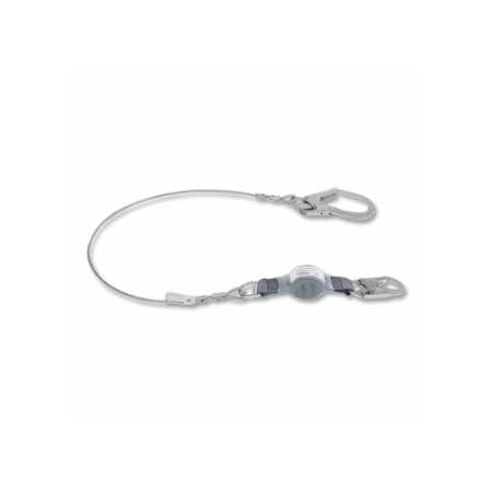 Msa Safety V-SERIES, Standard Shock Absorbing Lanyard, 6ft, Single, Small/Large Snaphooks, Cable, Fixed, 310 lb 454-10201356
