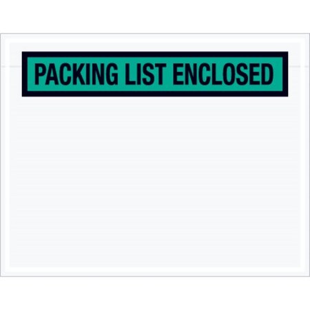 Box Packaging Panel Face Envelopes, "Packing List Enclosed" Print, 7"L x 5-1/2"W, Green, 1000/Pack PL459