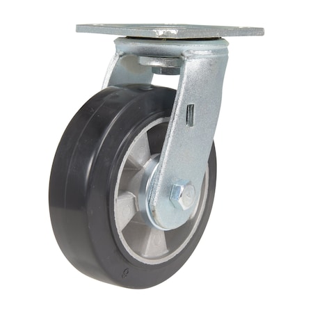 Vestil Rubber Rigid Caster 6 In. Diameter x 2 In. Width 771 Lb. Capacity Black/Gray CST-VE-6X2MRA-R