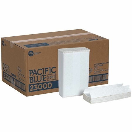 Georgia-Pacific Pacific Blue Select C-Fold Paper Towels, 2 Ply, 120 Sheets, White, 12 PK 23000