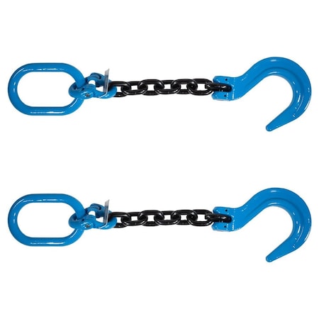 Mytee Products 5/8 inx2 ft Single Leg Chain Sling 22,000 Lbs WLL Oblong Link-to-Sling Hook Ends, 2PK CH582-58FH-OBL-G100x2