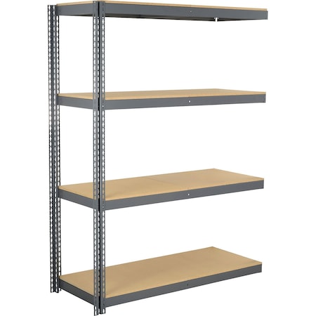 Global Industrial 4 Shelf, Heavy Duty Boltless Shelving, Add On, 72"W x 24"D x 60"H, Wood Deck B3164442