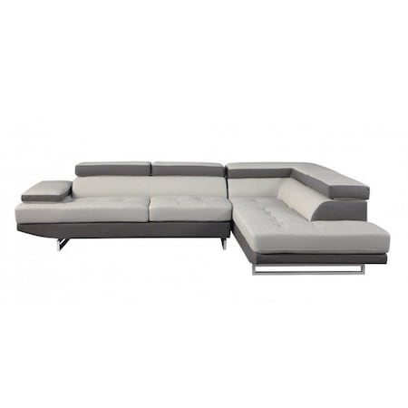 Homeroots Gray Leather L Shaped Two Piece Corner Sectional 366196