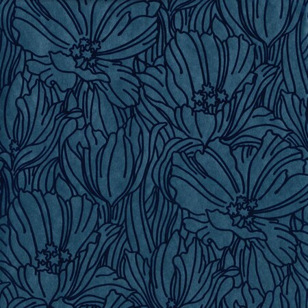A-Street Prints Selwyn Flock Dark Blue Floral Wallpaper 2970-87356